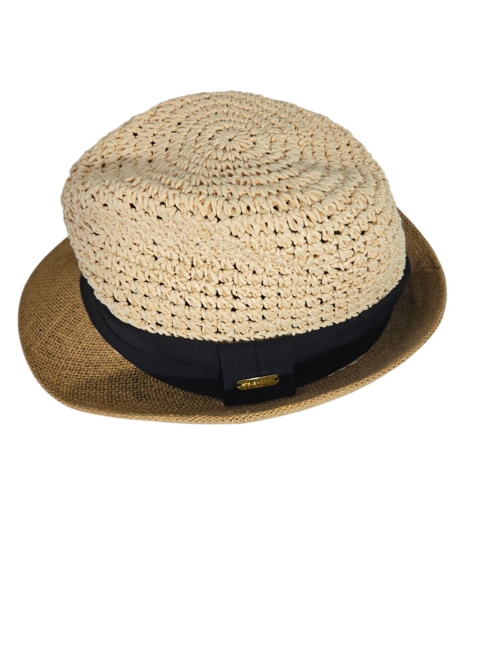 Steve Madden Straw Jute Fedora Hat OS Sun Hat Natural Fibers Straw Band Braided
